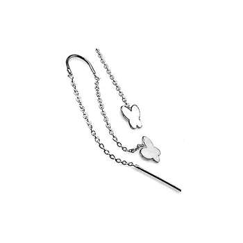 

Sterling silver earrings 925m butterfly double chain barroom [AB1507]