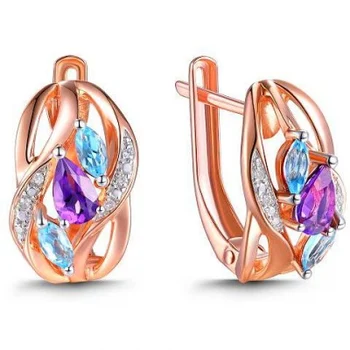 

Lucas gold earrings with amethyst, topaz and red gold diamonds