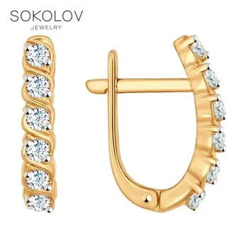 

Drop Earrings with stones SOKOLOV gold with cubic zirconia fashion jewelry 585 women's male, long earrings