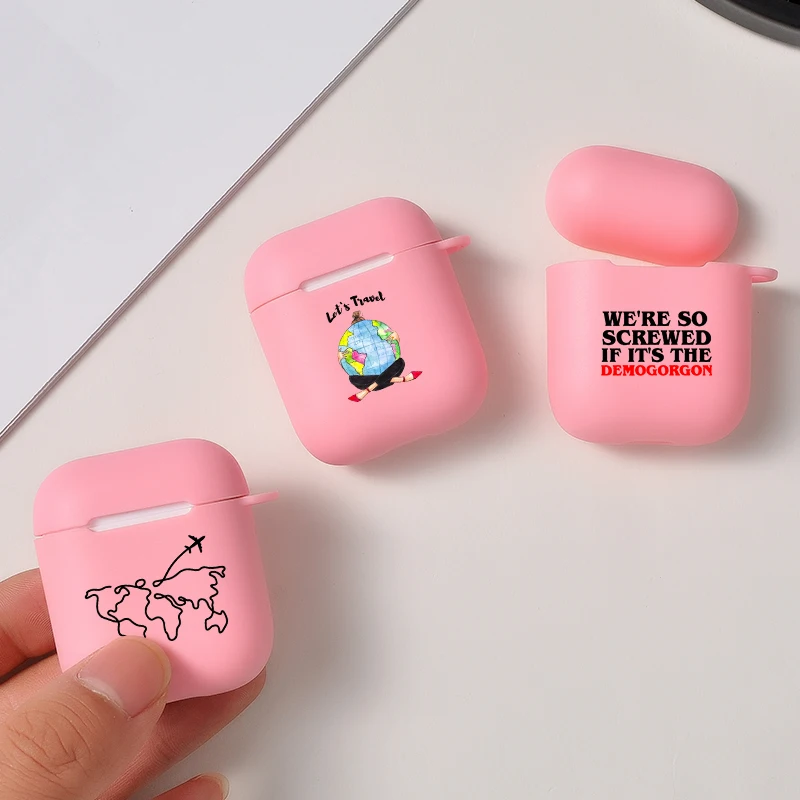 

Luxury Map Accessories Case For Airpods 1 2 Cartoon Bluetooth Earphone Funny Travel Pink Soft Cases Bag Cover