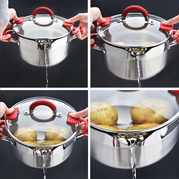 

20cm 24cm Filter Double Bottom Soup Pot Multi-purpose Stainless Steel Pot Induction Cooker Cooking Pot Kitchen Cookware