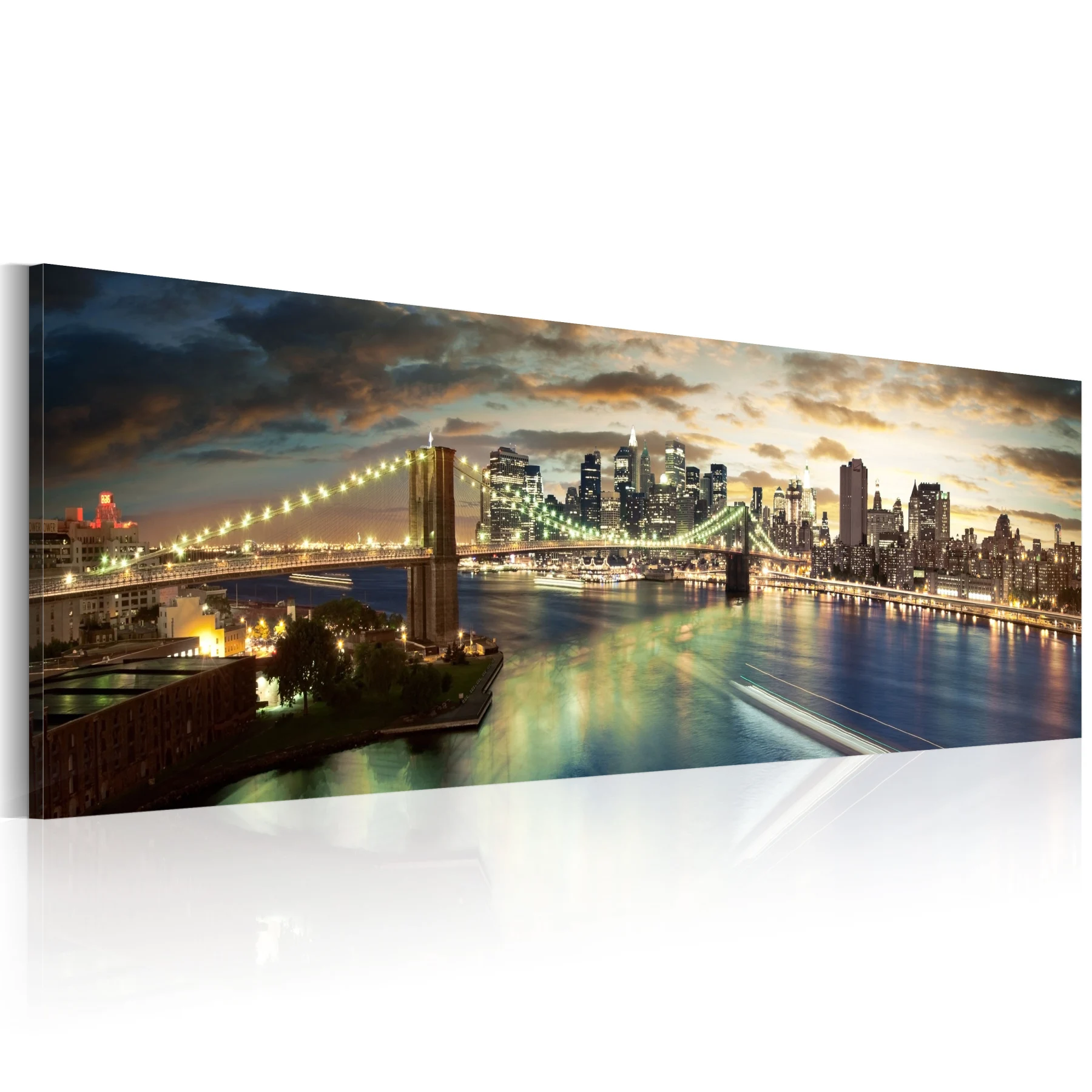 Picture-The East River at night - 120x40 cm | Дом и сад