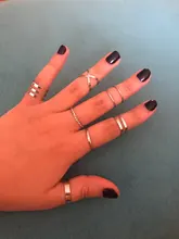 8 unids/set de Anillos geométricos huecas redondas bohemias para mujer, anillo abierto cruzado, anillo de dedo nudillo, joyería