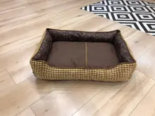 Waterproof Leather Dog Bed Washable PP Cotton Padded Pet Puppy Cushion For Large Dogs