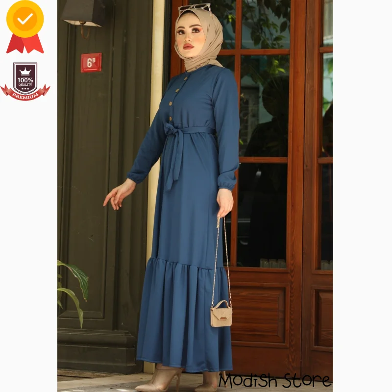 Patterned Belted Dress For Women 2021 Dubai abaya Turkey Long Kaftan Muslim Fashion Ramadan Moroccan Caftan Turkish Abayas | Тематическая