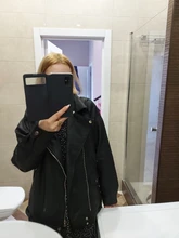 Women's Wild-Jacket Turn-Down-Collar Spring Zipper Black Fashion EAM High-Quality Loose