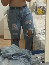 Pantalones vaqueros largos de Agujeros grandes para mujer, Vaqueros sexys informales, deshilachados y rasgados, ropa de mujer