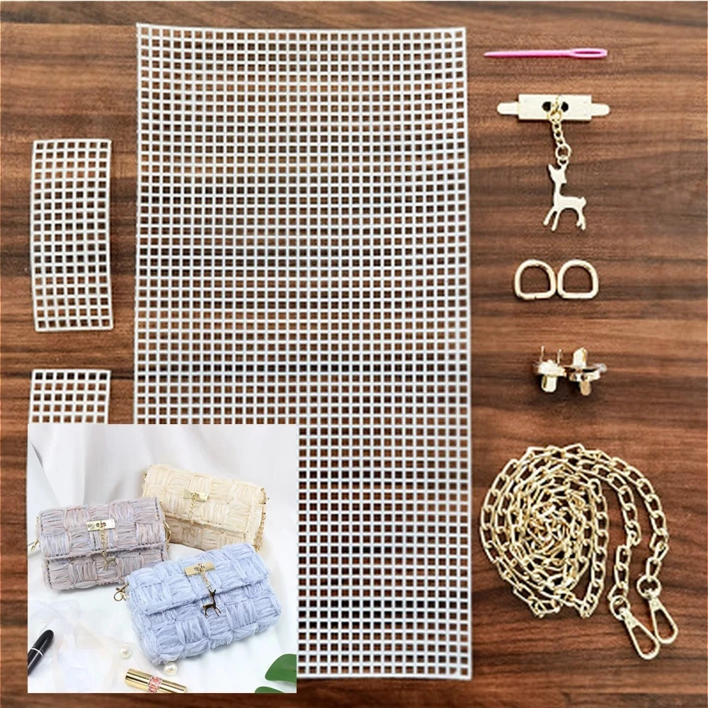 2022 New DIY Handmade Chain Woven Plastic Mesh Belt Fawn Chain Buckle Sewing Needle Embroidery Craft Bag Gift For Girlfriend