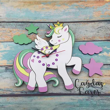 

Natural Wood Unicorn Wall Clock