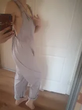 Moda novedosa, mono holgado liso para mujer y Chica, mono con tirantes de algodón y lino, mono con pantalones largos informales, monos de talla grande