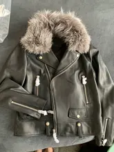Biker Jacket Coat Motorcycle Sheep-Leather Real-Sheepskin Women Rivet Spring Fashion
