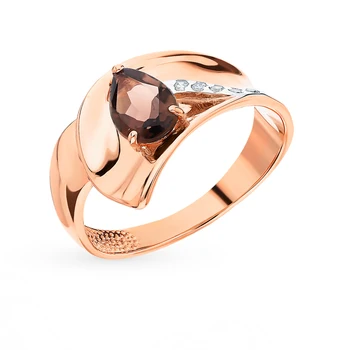 

Gold ring with раухтопазами and cubic zirconia sunlight sample 585