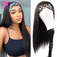 

Straight Headband Human Hair Wig 150% Density Natural Color Bone Straight Brazilian Remy Machine Made Headband Wigs
