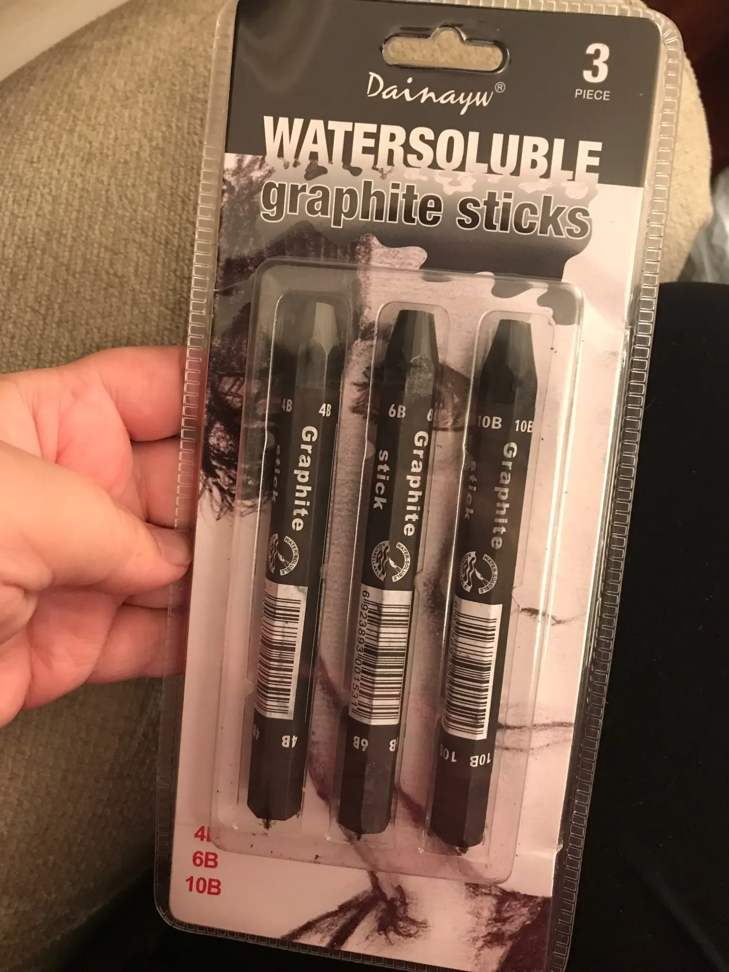 Graphite Stick Set - Water Soluble - 4B 6B 10B, Art Drawing Supplies for  Sketch & Shading Pencils