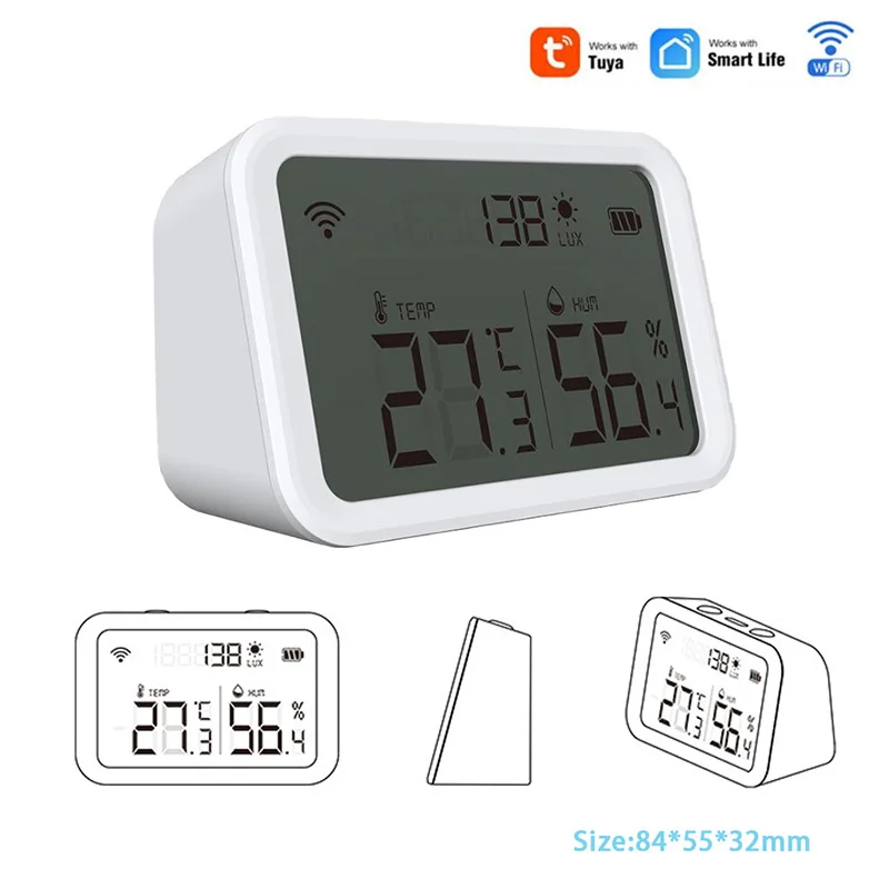 WiFi Temperature Humidity Sensor,WiFi Thermometer Smart Greenhouse Thermometer/Hygrometer with App Alerts Compatible with Alexa, Size: One size, Other