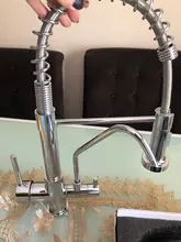 Mixer Tap Kitchen-Faucets Deck-Mounted Water-Purification Rotation Dual-Handle Chrome