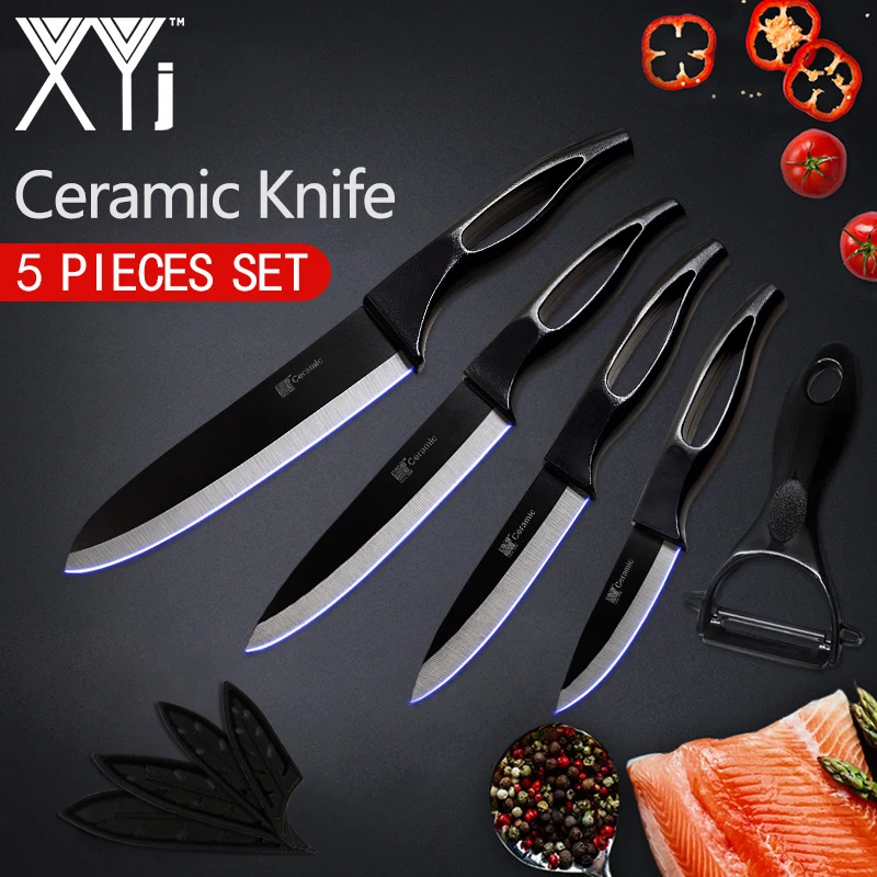 Black H Black Blade XYj набор керамических ножей " 4" " 6" дюймов+ Овощечистка красота лезвие для очистки овощей фруктов нож шеф-повара кухонные бытовые инструменты для приготовления пищи - Цвет: Black H Black Blade