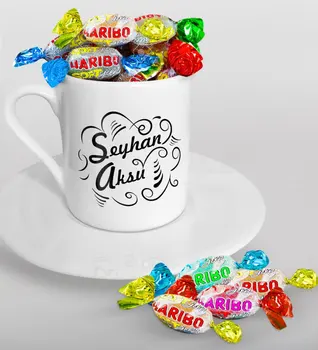 

Personalized Is Turkish coffee Cup and Haribo Candy Gift Seti-6