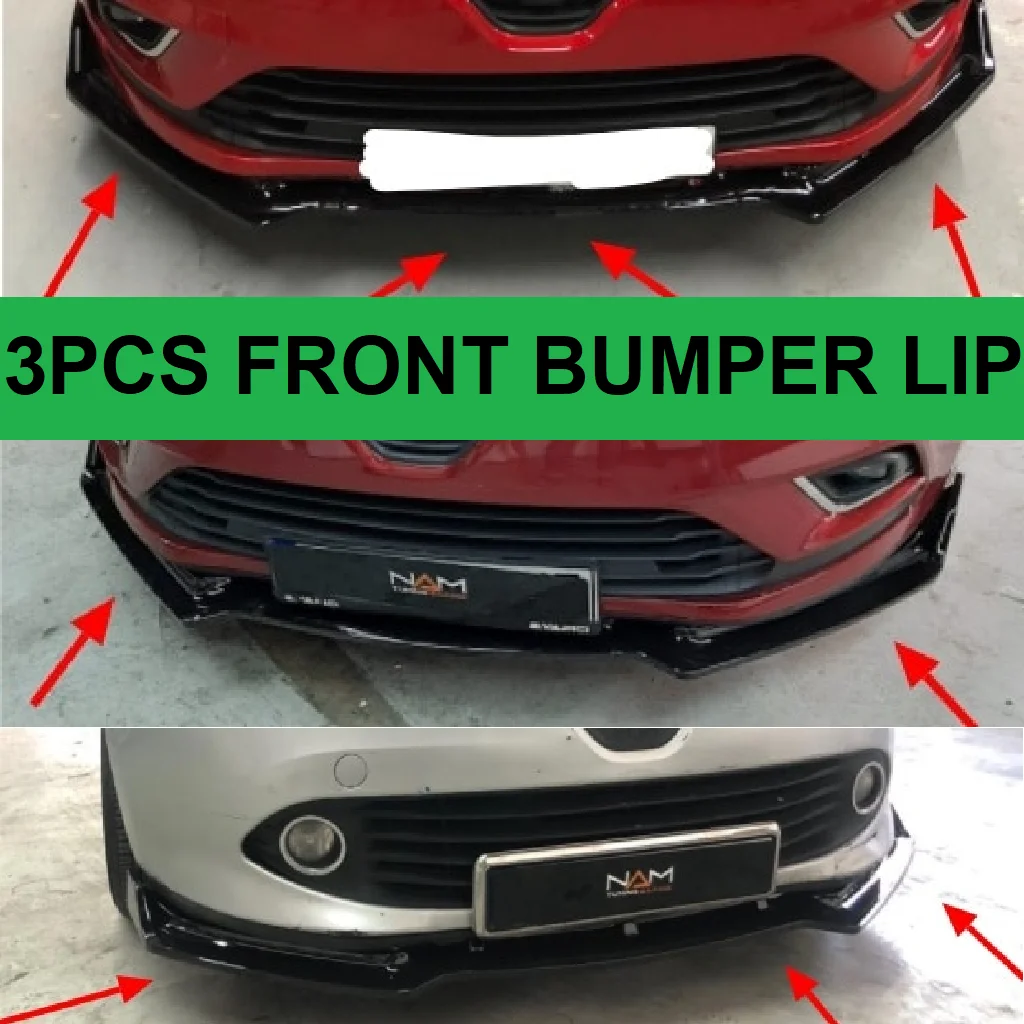 For Renault Clio MK4 Front Bumper Lip Body Kit Spoiler Splitter Diffuser  3pcs High Quality ABS Plastic Professional Universal