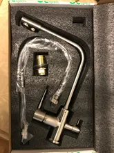 Grifo de cocina con doble Caño cromado, filtro de agua potable, purificador de latón, recipiente, fregadero, mezclador, agua caliente y fría, Torneira