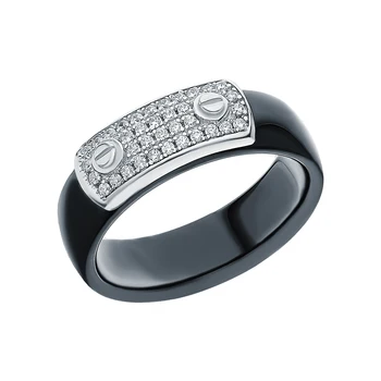 

Silver ring with ceramics and cubic zirconia sunlight sample 925