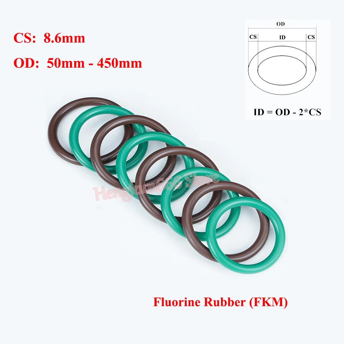 

Фторрезиновое уплотнительное кольцо CS 8,6 мм FKM, прокладка OD 50 мм-450 мм, Круглый уплотнительный шайба круглого типа, маслостойкая, устойчивая к...