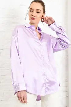 

Trend Alacati Style Women Lilac Satin Boyfrıend Shirt ALC-X3910