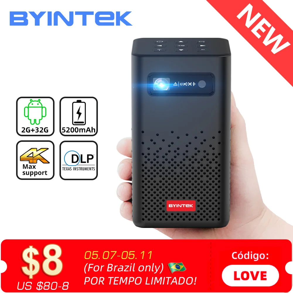 BYINTEK P20 Mini Portable Pico Smart Android Wifi Screenless TV lAsEr LED DLP Projector for Mobile Smartphone 1080P 4K Cinema
