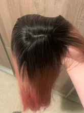 LOUIS FERRE negro Rosa rojo pelucas Cosplay largo recto Ombre peluca sintética con flequillo negro las mujeres Afro resistente al calor de fibra