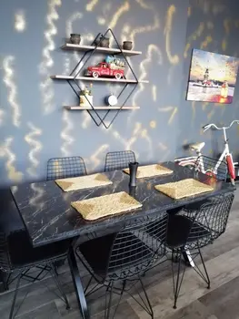 

Free Shipping Black Marble Pattern Mdf Veneer Table Set 120x70 Modern Quality Economic Convenient