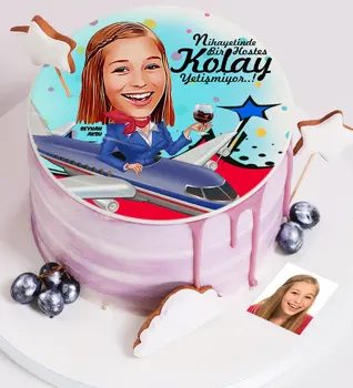 

Personalized Stewardess Cartoon Printed Age Cake For Edible Sugar Paper-1