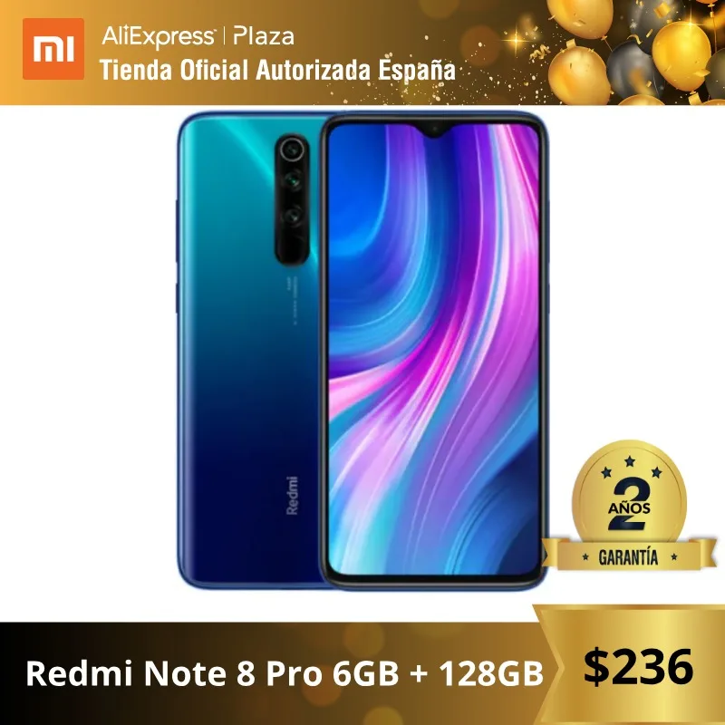 Redmi Note 8 Pro (128GB ROM con 6GB RAM Cámara de 64 MP Android Nuevo Móvil) [Teléfono Móvil Versió