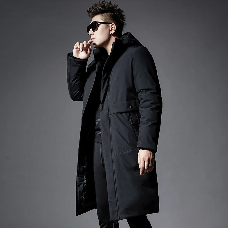 Winter Men Thick Hooded Coat High Quality Fashion Men's Coats With Pockets Black Color J9523-85665-G