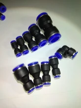 Conector neumático PV, manguera de aire/agua y conector de empuje de tubo de plástico de 4-16mm, conector rápido de manguera, adaptador de ángulo, enchufe 1 Uds