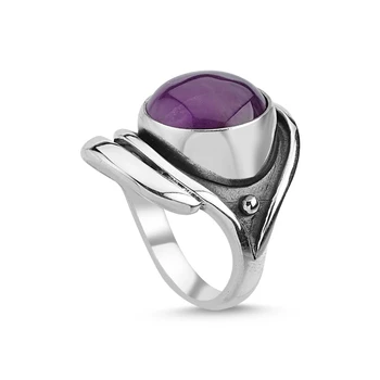 

Silver 925 Sterling Amethyst Stone Handwork Ring