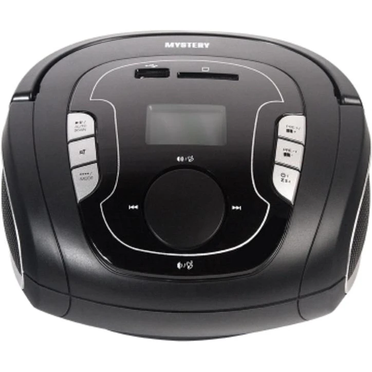 Акустика портативная Mystery BM-6008UB black/silver (всечастотный динамик; 2 х 1.5 Вт; будильник;  ЖК дисплей; флэш-карт