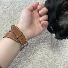 Correa de doble recorrido para Apple watch, correa de reloj de cuero genuino de 44mm/40mm 42mm/38mm, serie iWatch 5 4 3 se 6