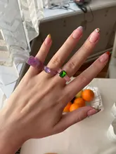 HUANZHI-Conjunto de anillos redondos de resina acrílica para mujer, colorido cuadrado geométrico, con diamantes de imitación, regalo de fiesta, 2021