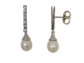 

Sterling silver earrings with zircon bar and Pearl