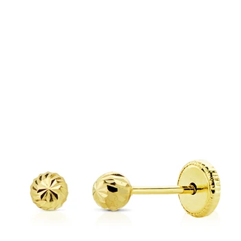 

Earrings 18K yellow gold carved Ball 4 MM. NUT Ref. 18928