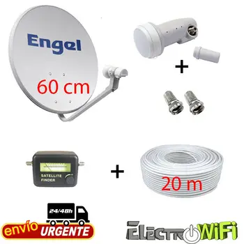 

Parabolic antenna KIT, 60 CM, LNB, 20 MTS CABLE, satellite locator we ship it from Spain