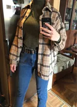 Blouse Shirts Tunic Spring Korean-Tops Oversized Boyfriend Plaid Flannel Street Junelove