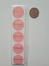 Pegatinas de papel Kraft hechas a mano con amor, etiquetas adhesivas redondas de 25mm para hornear, decoración de boda, decoración de fiesta, 50-500 Uds.