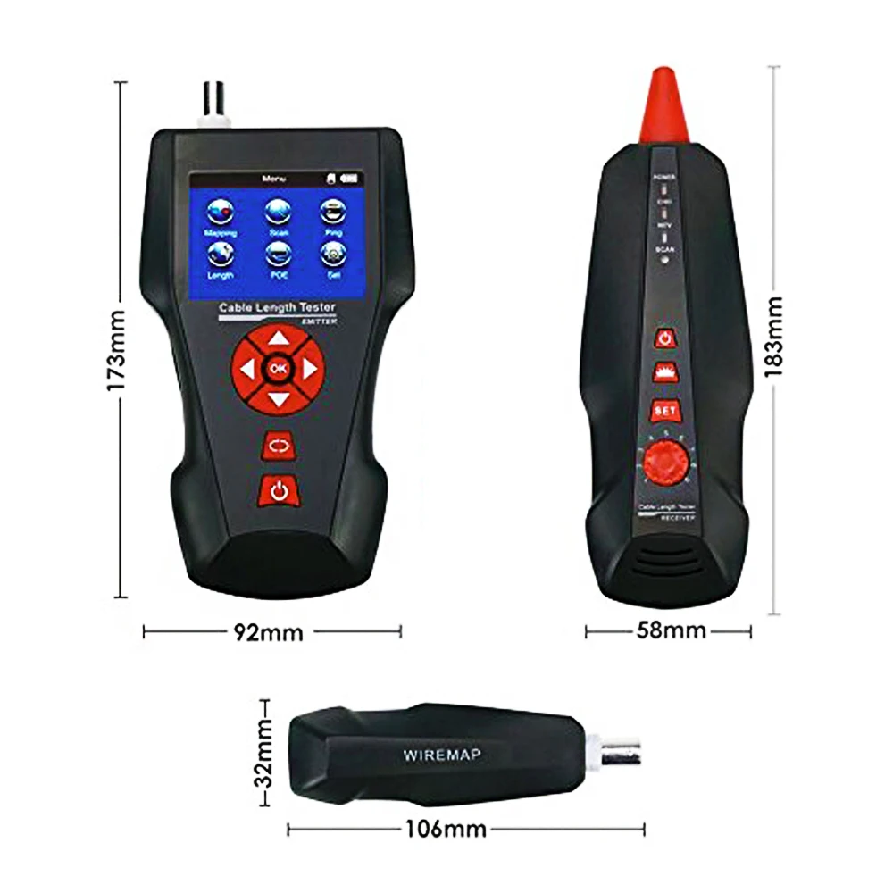 NOYAFA Network Cable Length Tester NF-8601W POE/PING Testers Multipurpose Line Tracker with 8Pcs Remot Line Network Tracker