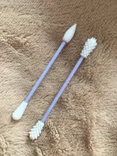 Bastoncillo de algodón reutilizable, limpieza de orejas de doble cabeza, maquillaje, eliminación de cosméticos, herramienta de hisopos de silicona portátil lavable, 2 unids/caja