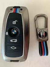 Aleación Galvanizada coche llave inteligente Fob caso de la cubierta de la piel para BMW Serie 3 4 5 320i 530i 550i F20 F21 F30 F31 F25 F01 F02 coche caso clave