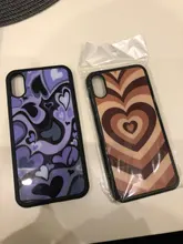 Iretmis-funda de silicona con diseño de Corazón Púrpura para iPhone, protector de móvil con diseño de remolino para iPhone 6 6S 7 8 Plus X Xs XR 11 12 Mini Pro Max, 5 5S SE 2020