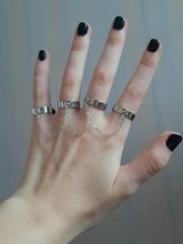 Anillos abiertos de dedo múltiple para mujer, cadena de eslabones estilo Punk, fiesta, concierto, ceremonia, regalo de joyería, venta al por mayor, 2020