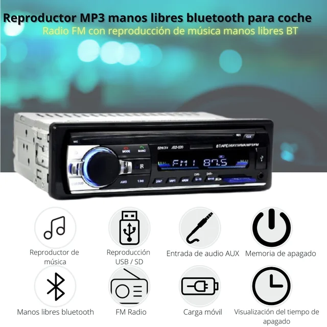 NK Autoradio mit Bluetooth 4.0-1 DIN - 4x40W, AUX-Funktion, MP3 Player und  Dual-USB-Anschluss, FM-Stereosound, Freisprecheinrichtung, Fernbedienung