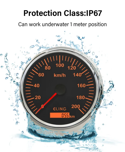 ELING 6-in-1 Multi-Functional Gauge Meter GPS Speedometer Tachometer Hour  Water Temp Fuel Level Oil Pressure Voltmeter 10Bar 12V 3-3/8 for Auto Car